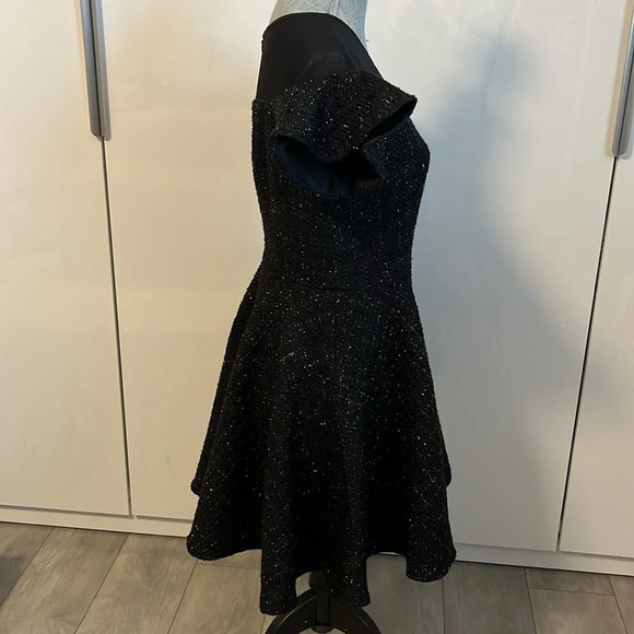 Flared Boucle and Sheer Dress NWOT, Size M - Picture 8 of 13